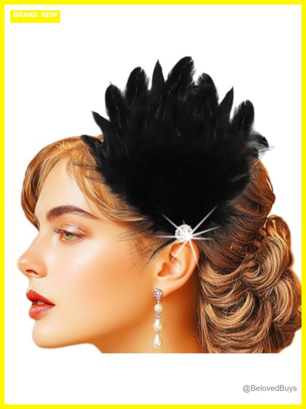 Feather Headband Crystal Flapper Headpiece Great Gatsby 20s Hair Accessory